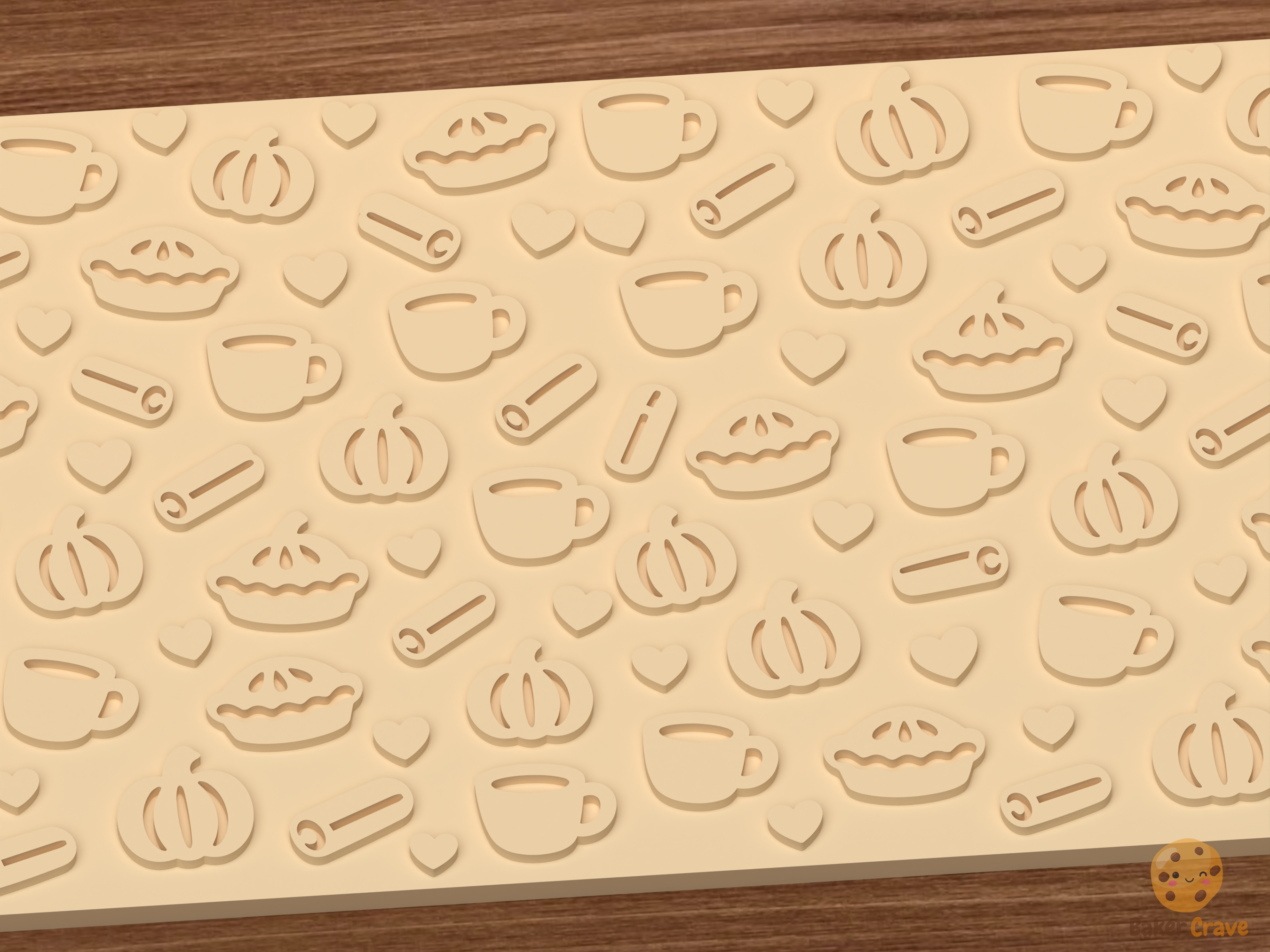 Cozy Fall Baking Textured Roller STL File - 03 close detail emboss