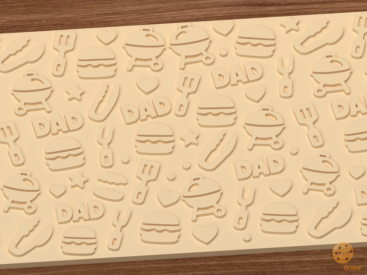 Father's Day BBQ Textured Roller - 03 close detail emboss