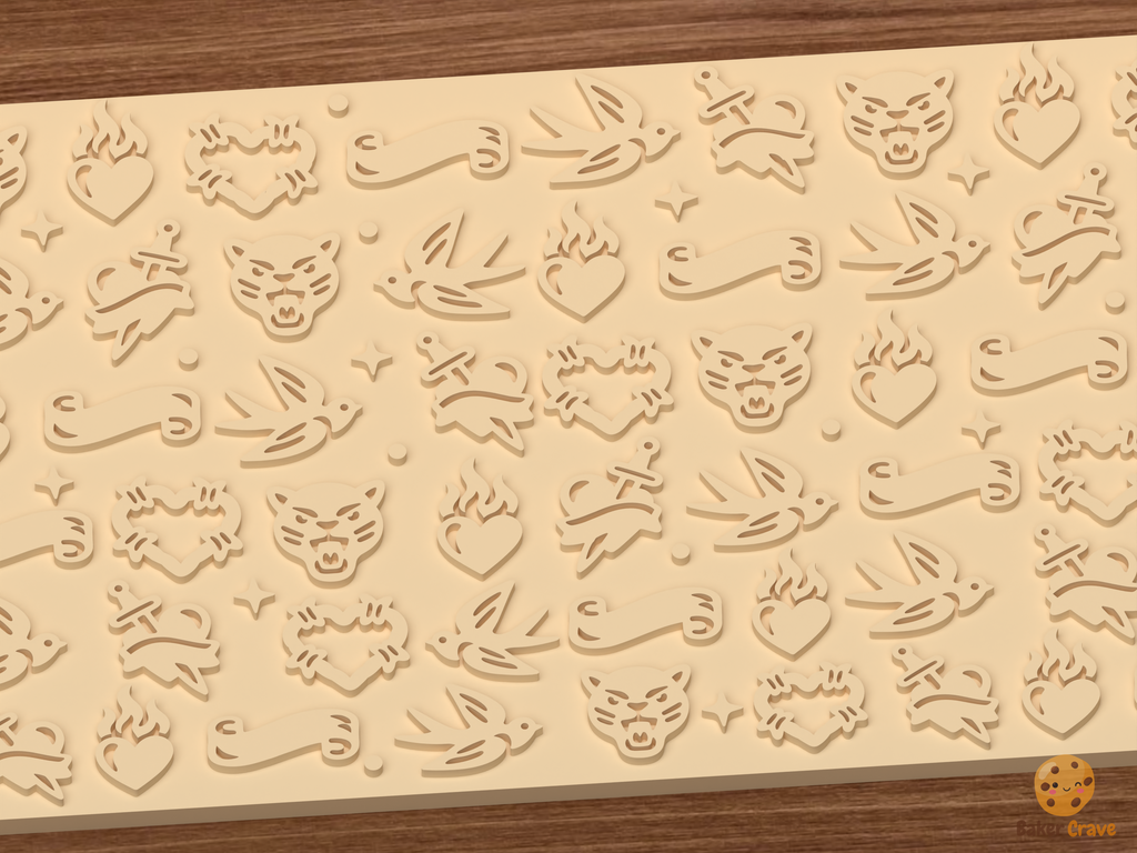 Traditional Tattoo Flash Textured Roller STL File