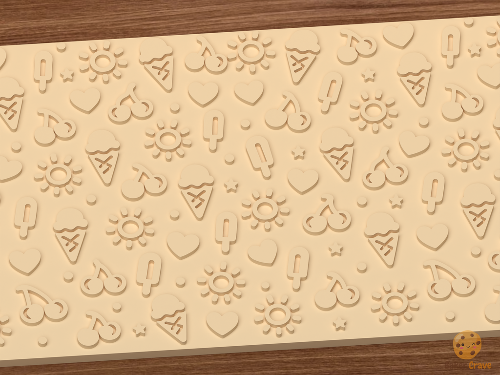 Summer Treats Textured Roller STL File - 03 close detail emboss