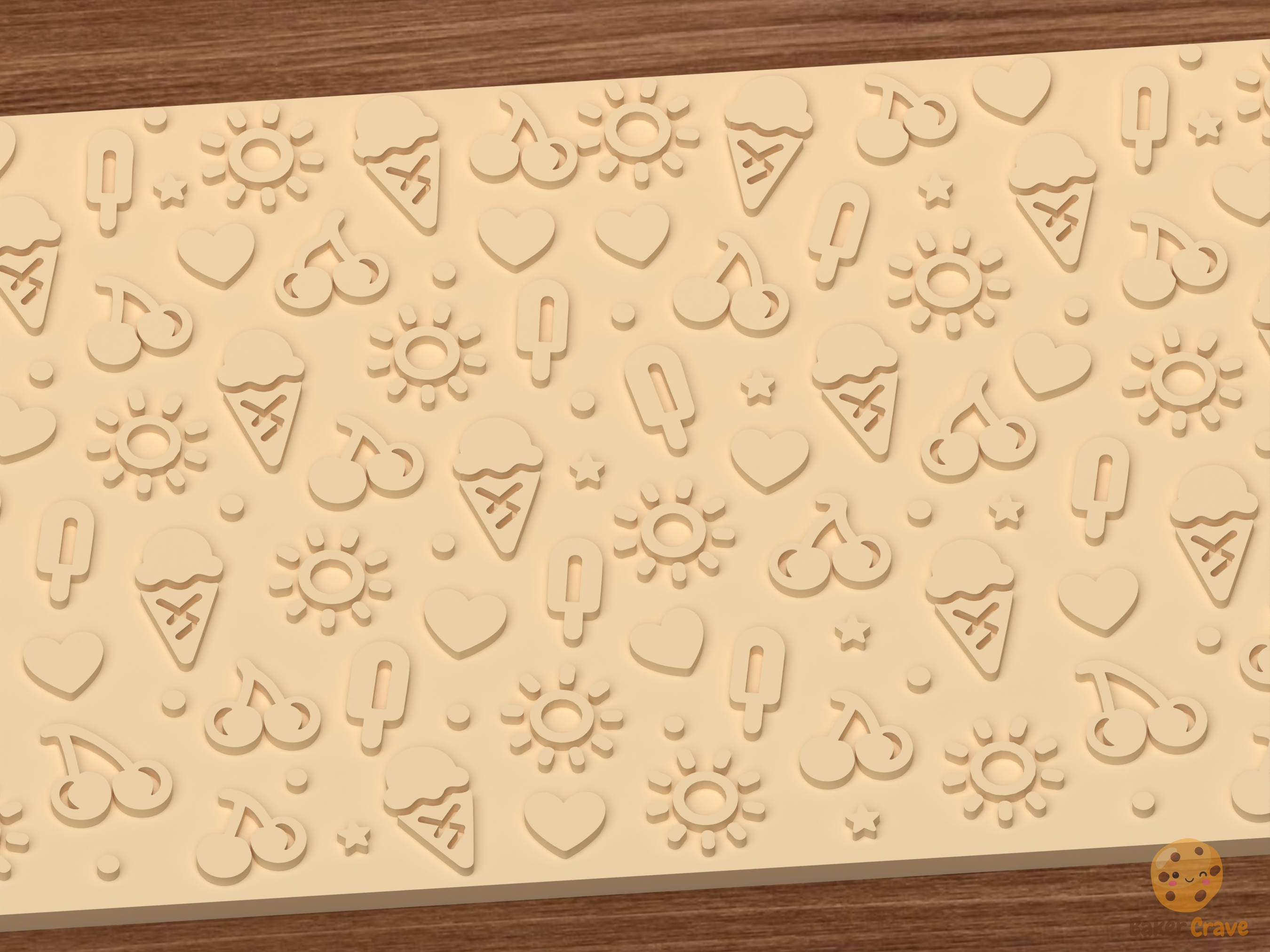 Summer Treats Textured Roller STL File - 03 close detail emboss