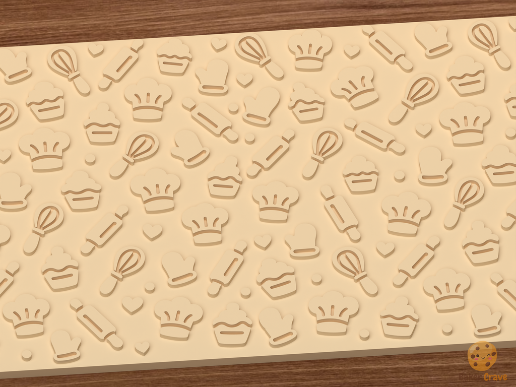 Baking Kitchen Chef Textured Roller STL File - 03 close detail emboss