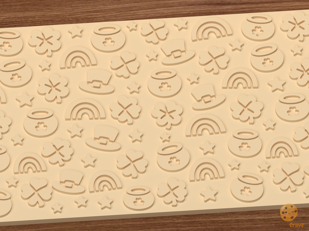 St Patrick's Day Textured Roller STL File - 03 close detail emboss