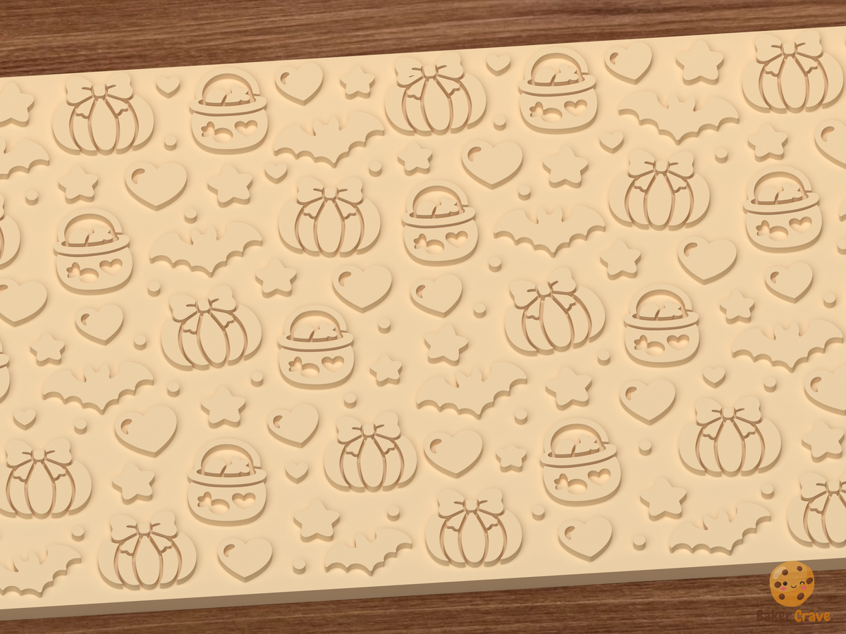 Pastelween Bow Pumpkin Textured Roller - 03 close detail emboss