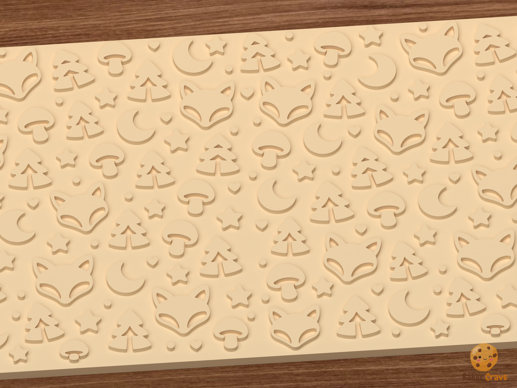 Fox Woodland Textured Roller STL File - 03 close detail emboss