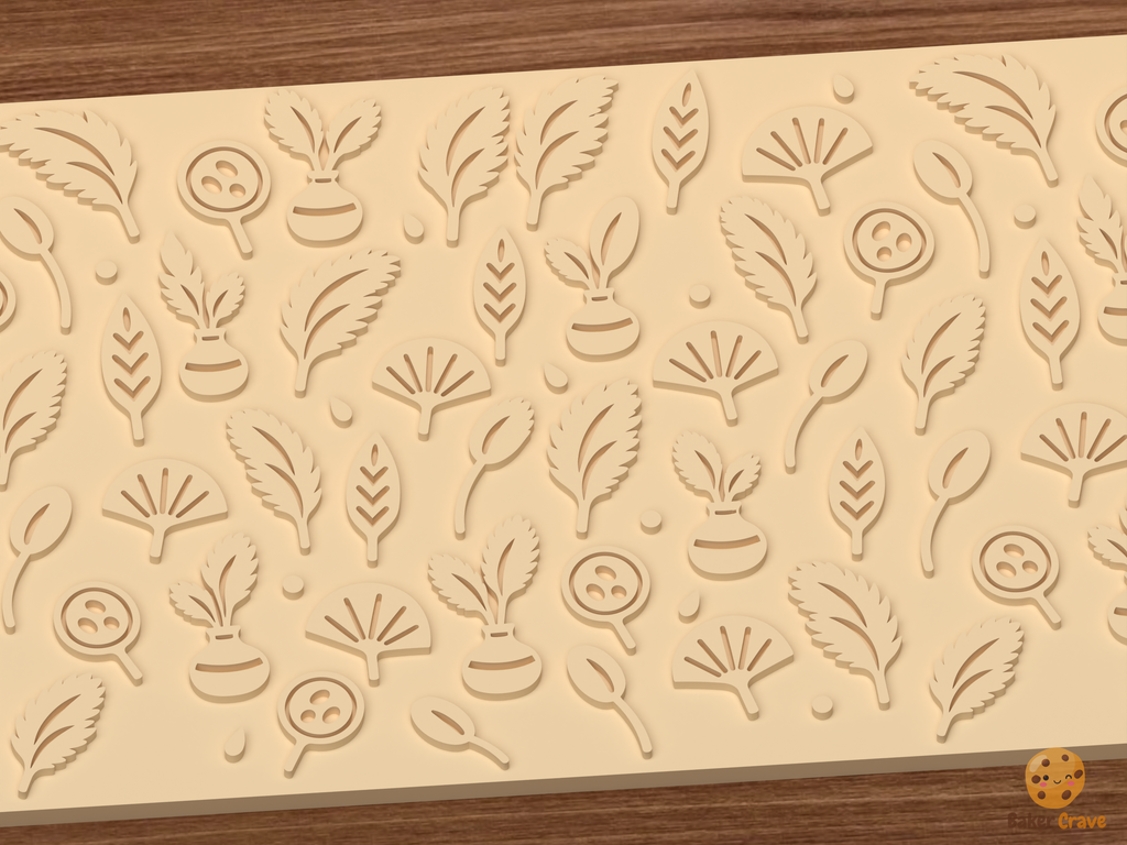 Boho Pampas Dried Florals Textured Roller STL File