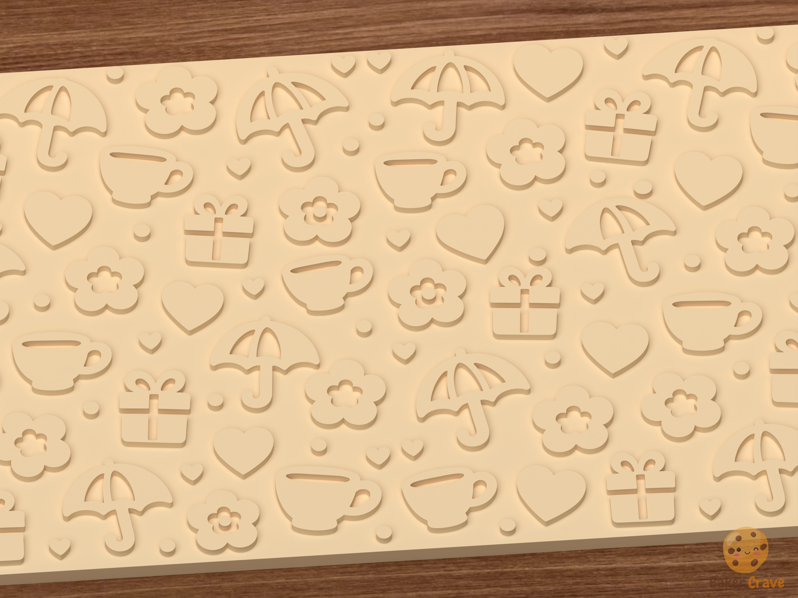 Cozy Rainy Day Textured Roller STL File - 03 close detail emboss