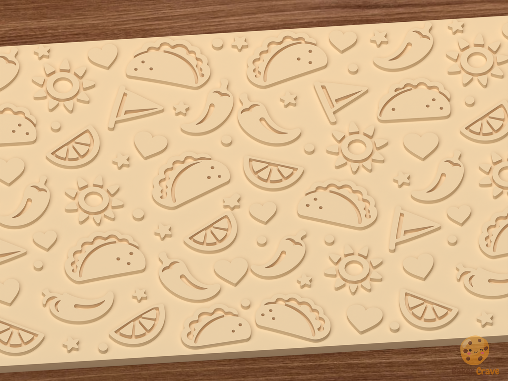 Taco Tuesday Fiesta Textured Roller STL File - 03 close detail emboss