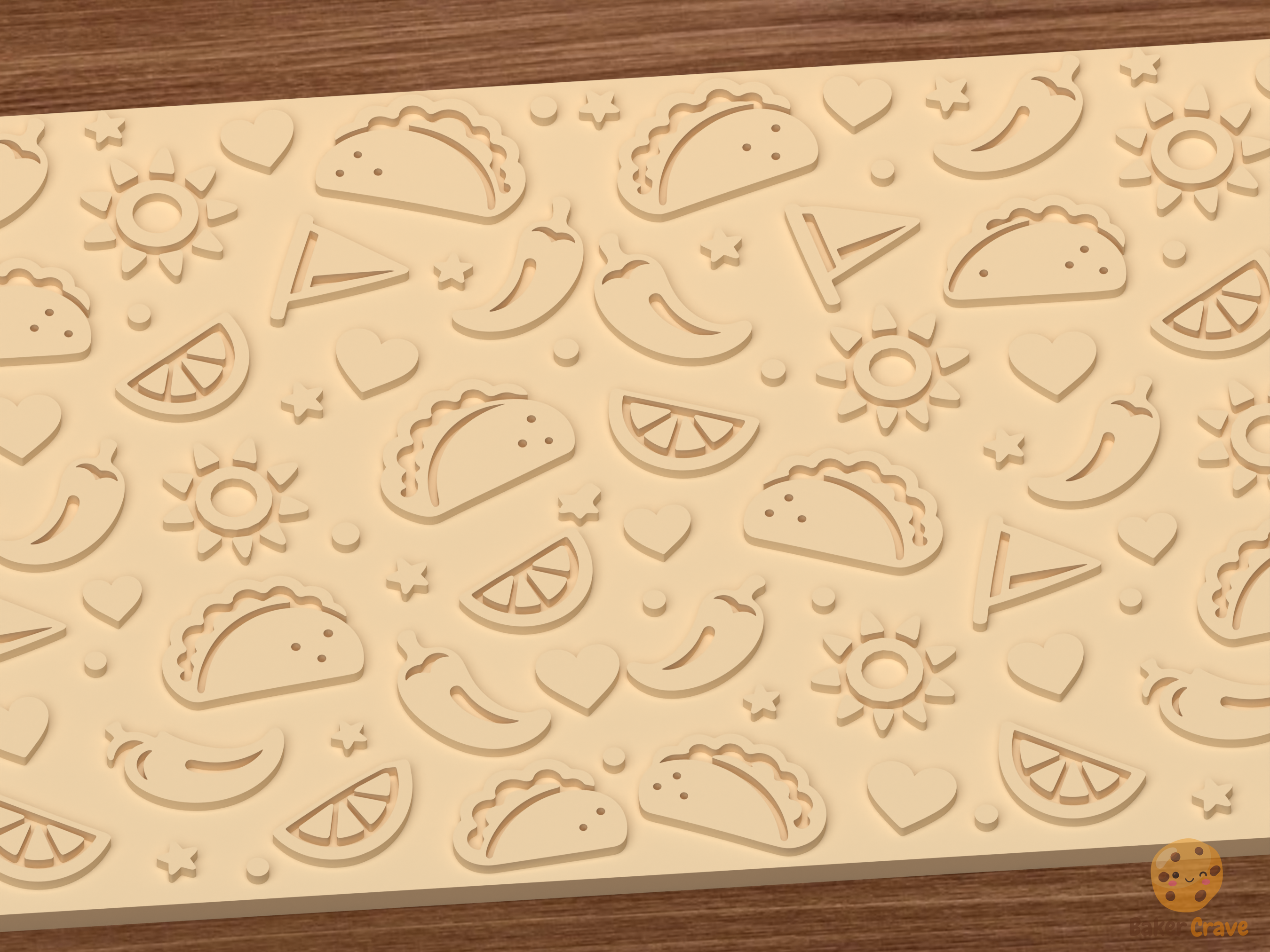 Taco Tuesday Fiesta Textured Roller STL File - 03 close detail emboss