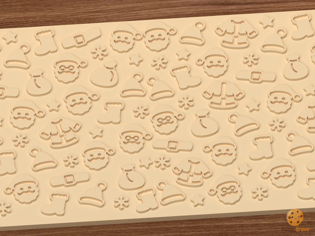 Santa Claus Faces Suit Textured Roller STL File