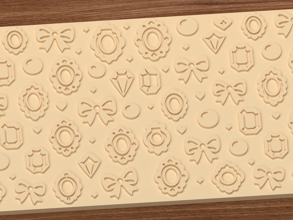 Coquette Jewelry Textured Roller STL File - 03 close detail emboss