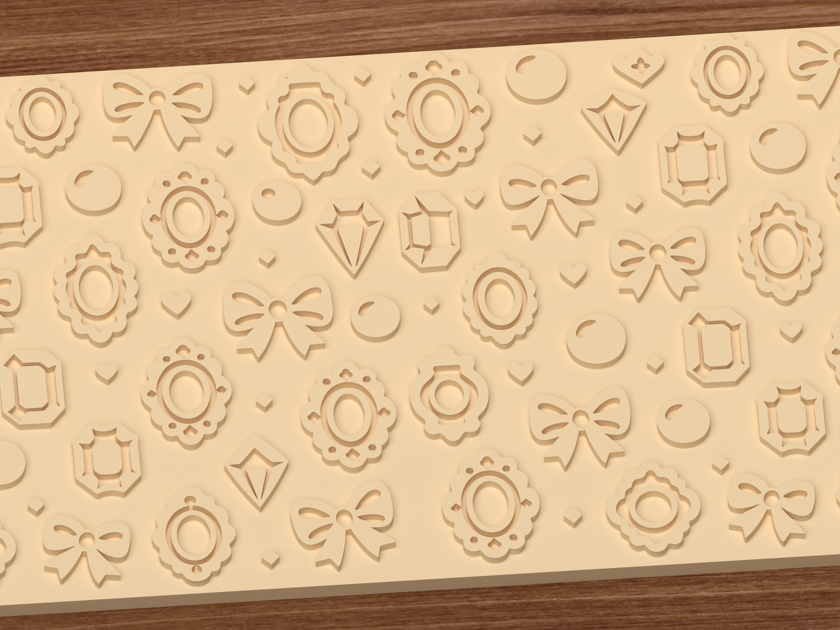 Coquette Jewelry Textured Roller STL File - 03 close detail emboss