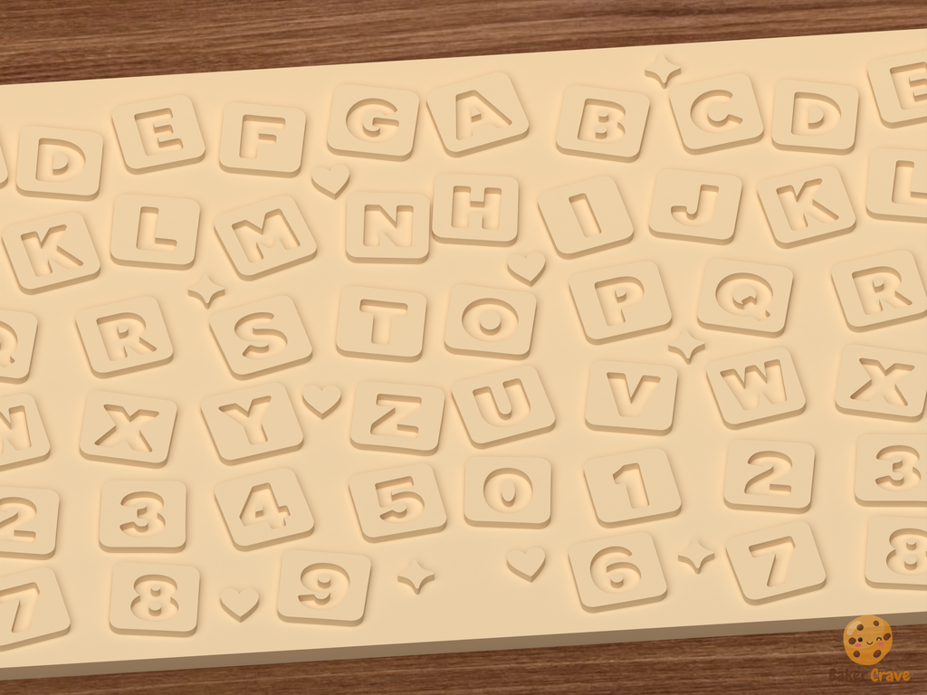 Alphabet Number Blocks Textured Roller STL File
