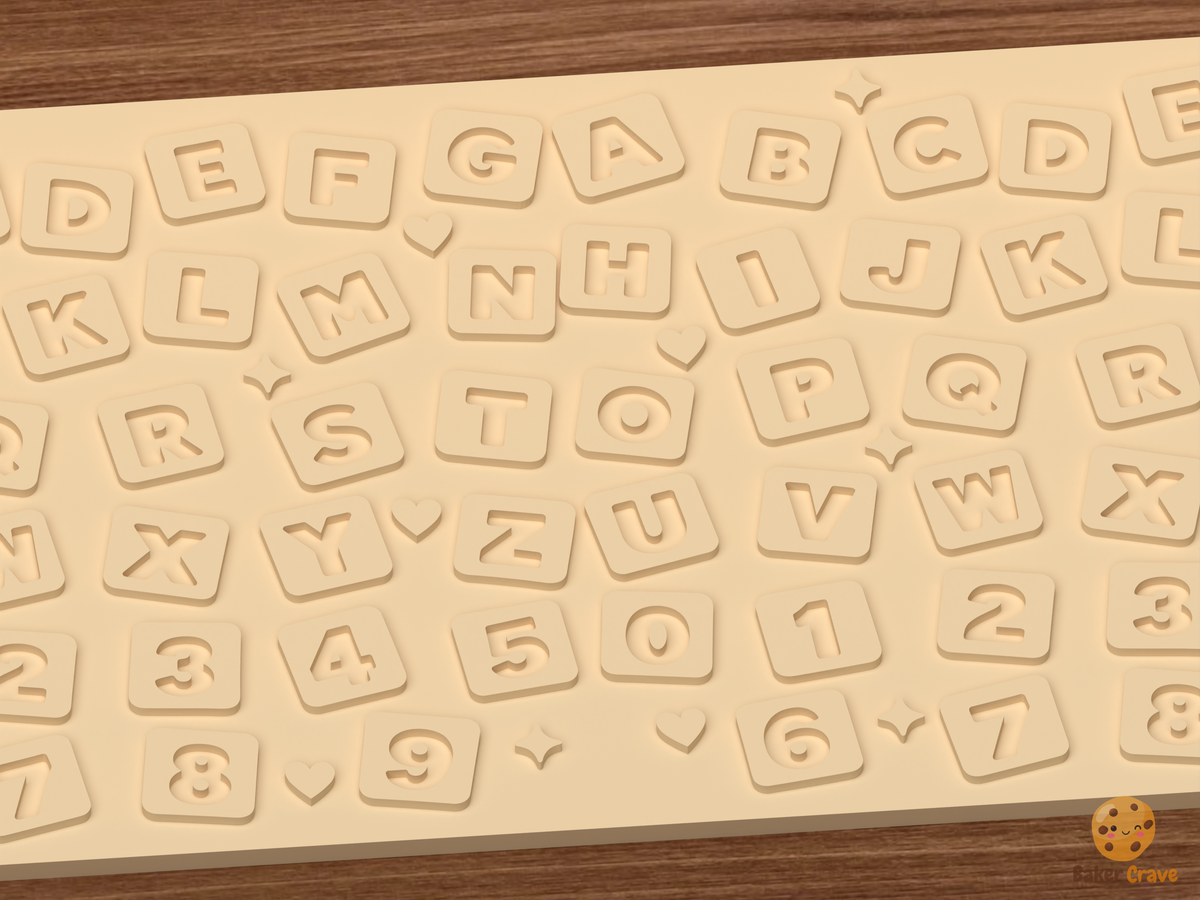 Alphabet Number Blocks Textured Roller STL File