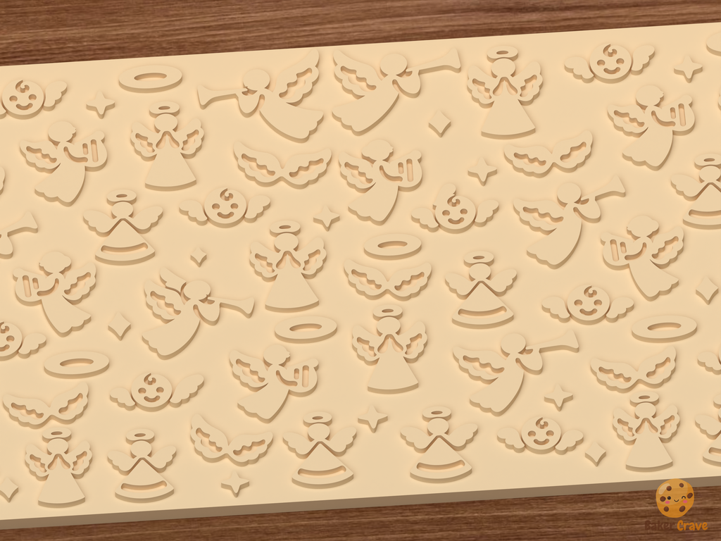 Christmas Angels Heavenly Host Textured Roller STL File
