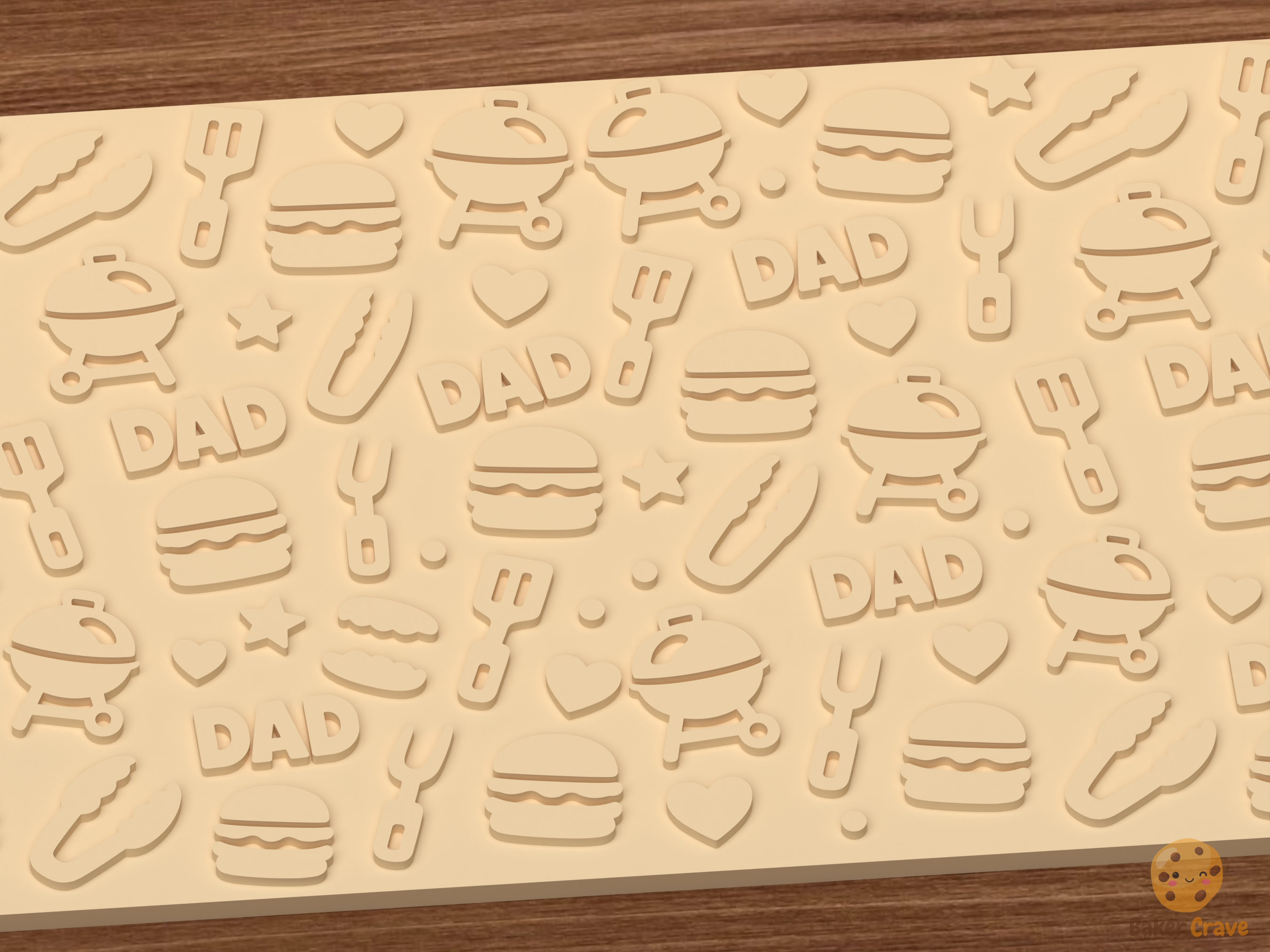 Father's Day BBQ Textured Roller STL File