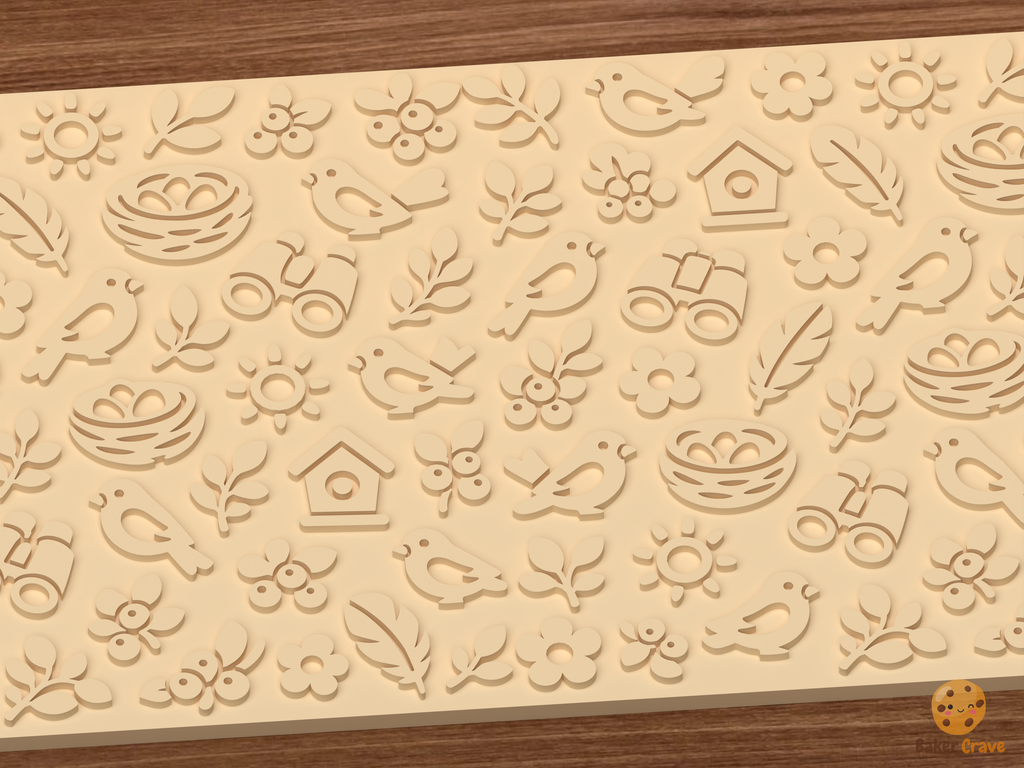 Birdwatching Garden Textured Roller STL File