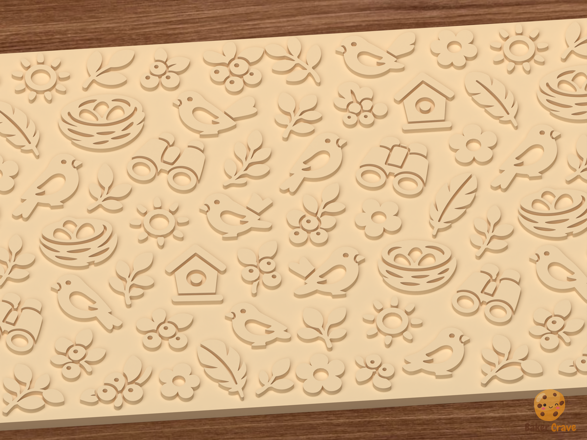 Birdwatching Garden Textured Roller STL File