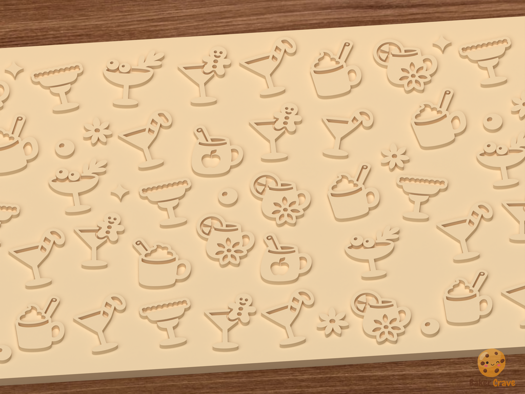Christmas Cocktails Festive Holiday Drinks Textured Roller STL File