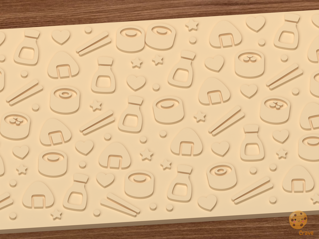 Kawaii Sushi Textured Roller STL File - 03 close detail emboss