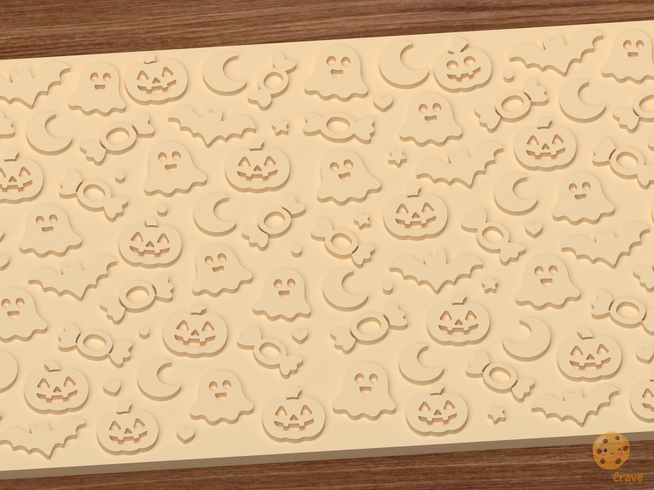 Cute Halloween Textured Roller STL File - 03 close detail emboss