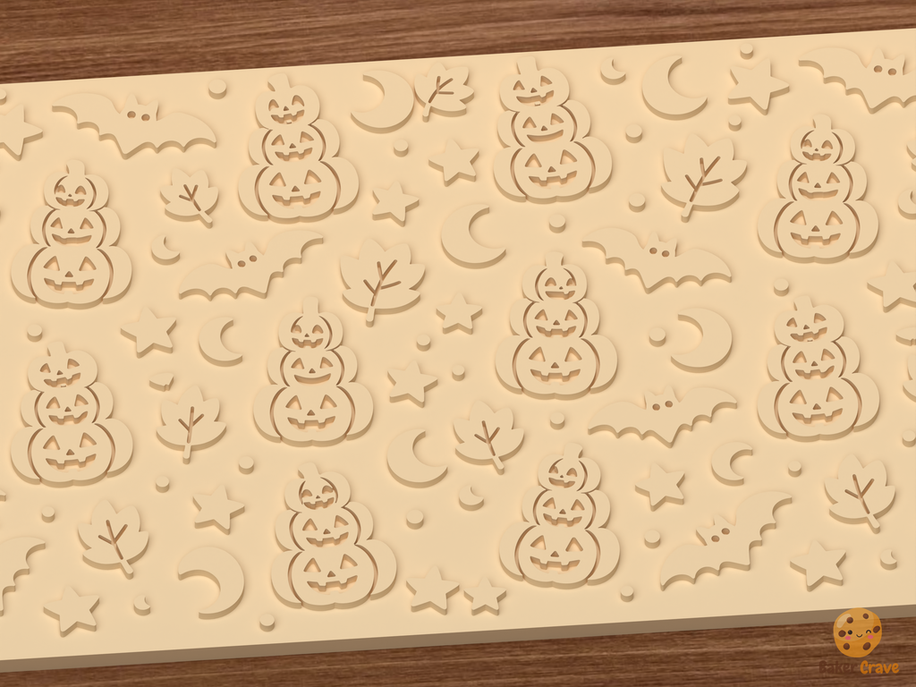 Jack O Lantern Stack Textured Roller STL File - 03 close detail emboss
