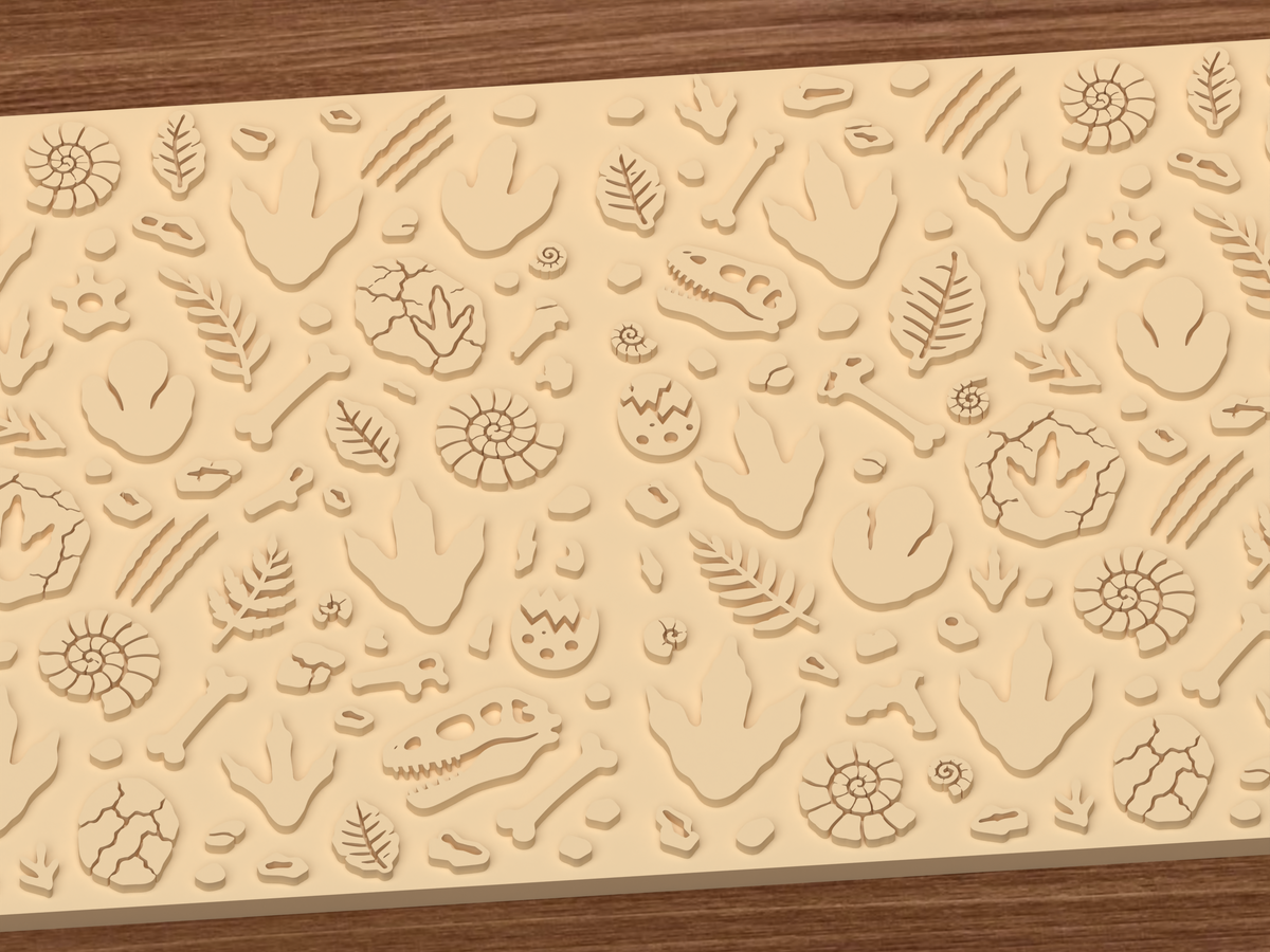 Dinosaur Fossil Tracks Textured Roller - 03 close detail emboss