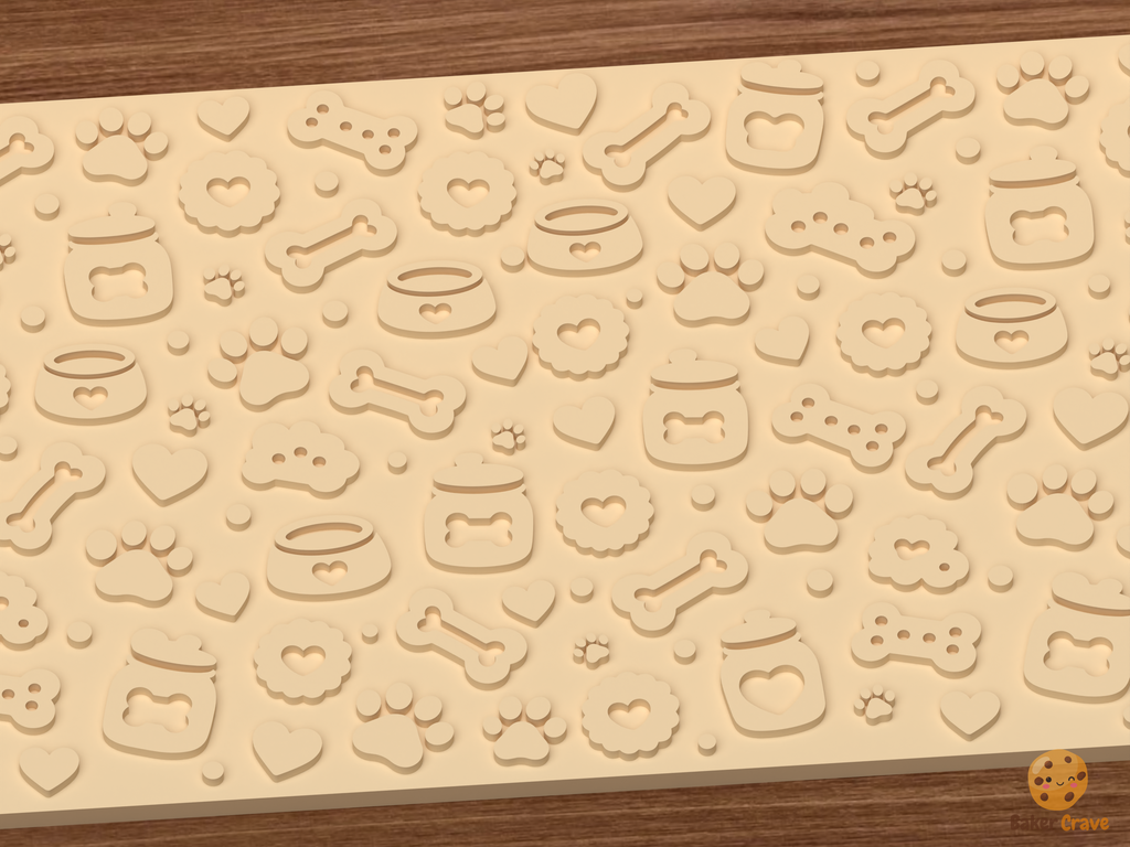 Dog Treat Bakery Textured Roller STL File - 03 close detail emboss