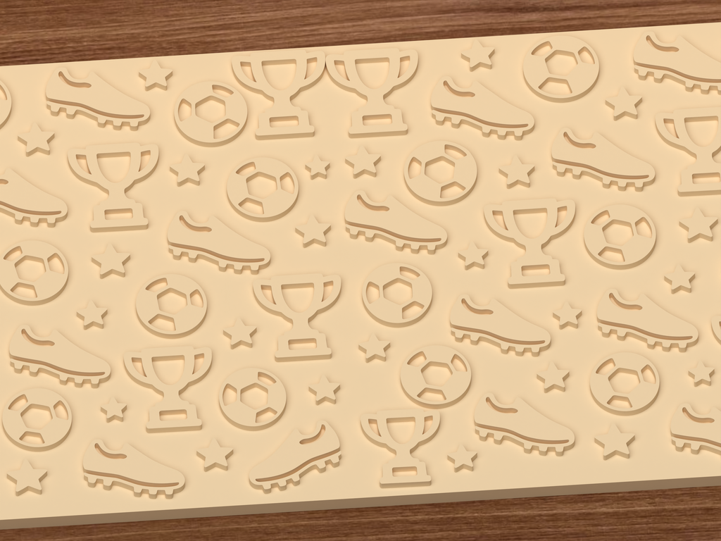 Soccer Trophy Textured Roller STL File - 03 close detail emboss