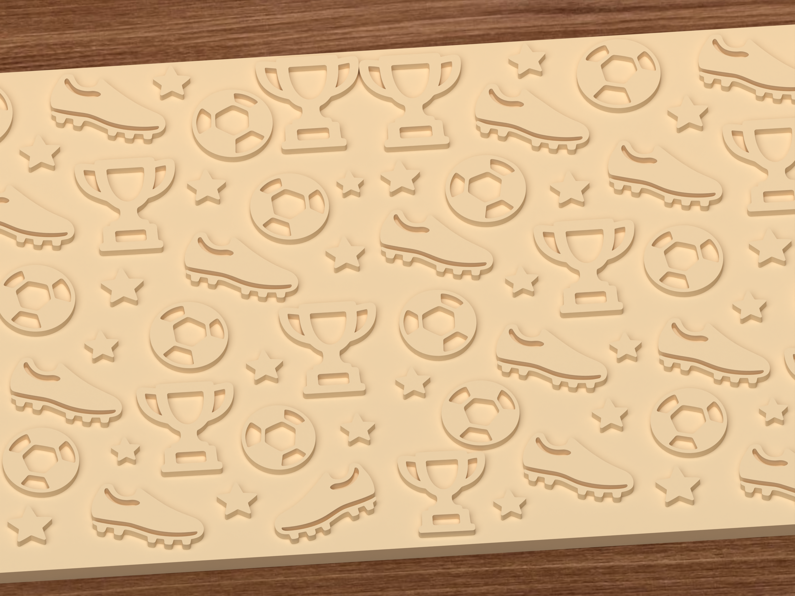 Soccer Trophy Textured Roller STL File - 03 close detail emboss