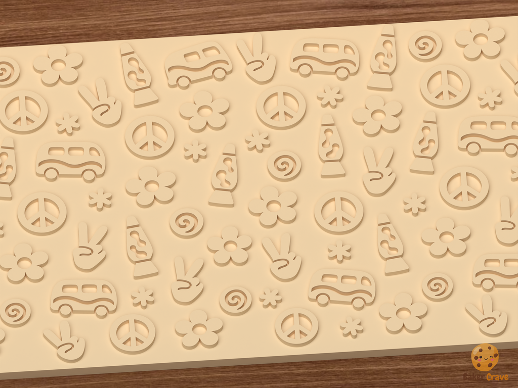 Groovy Peace Flower Power Textured Roller STL File