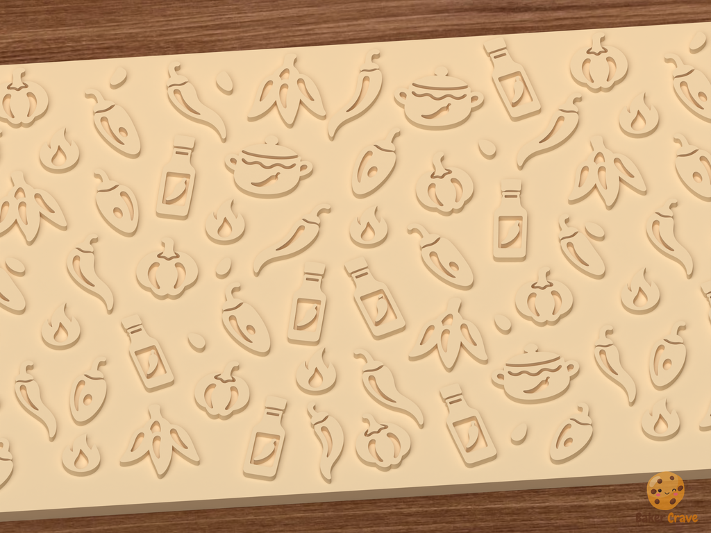 Chili Peppers Hot Sauce Textured Roller STL File