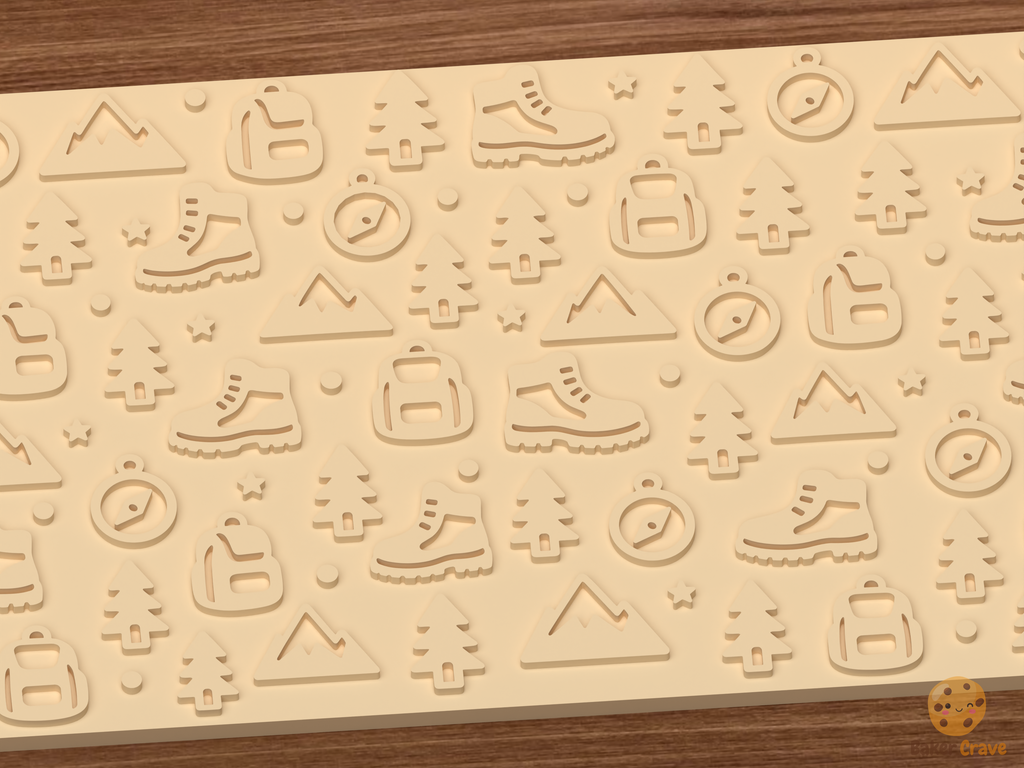Hiking Adventure Textured Roller STL File - 03 close detail emboss