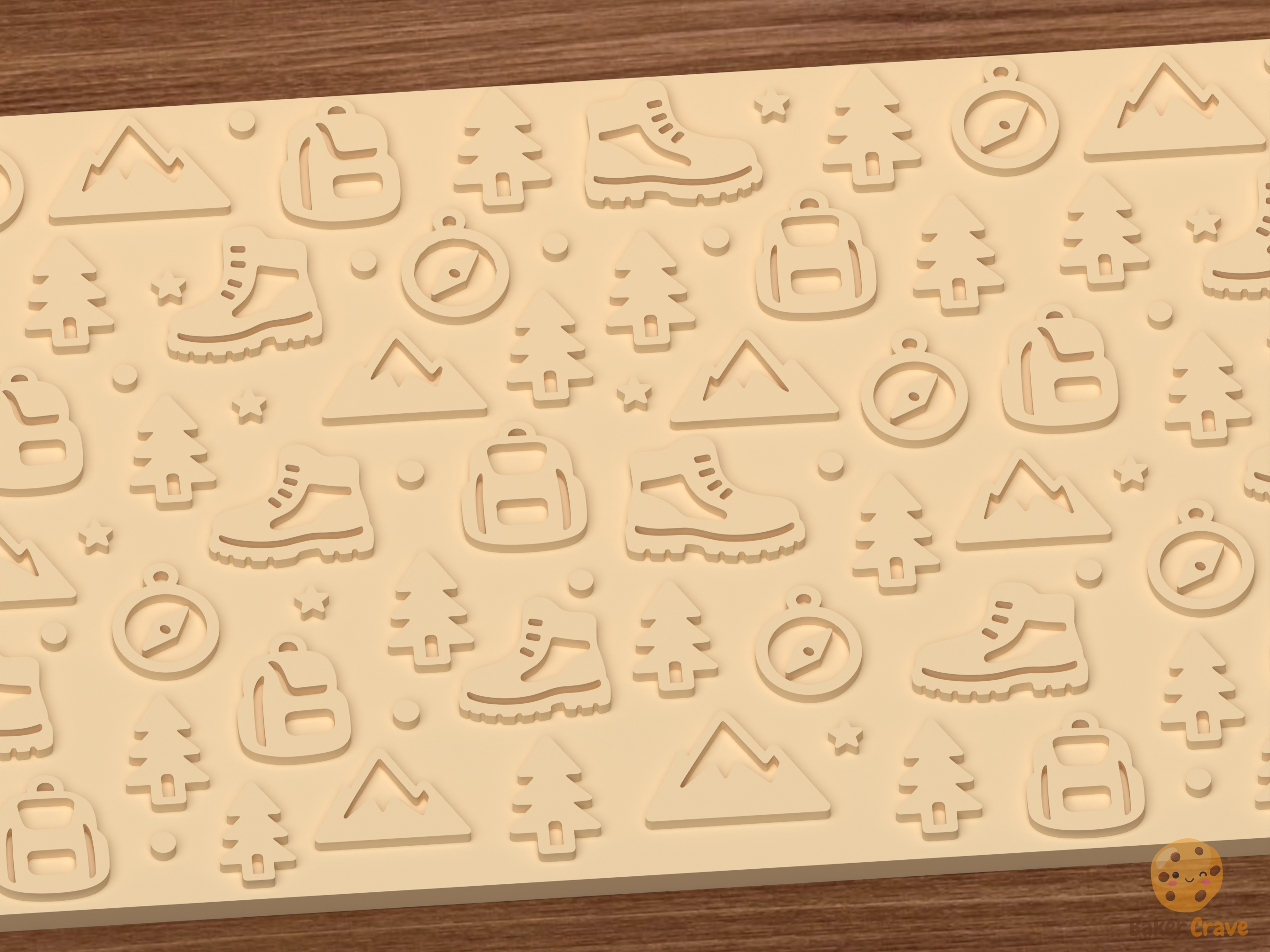 Hiking Adventure Textured Roller STL File - 03 close detail emboss