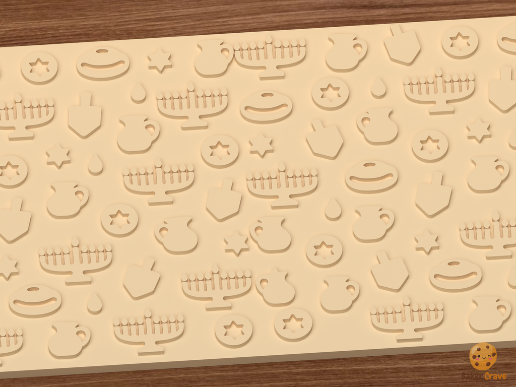 Hanukkah Celebration Textured Roller STL File