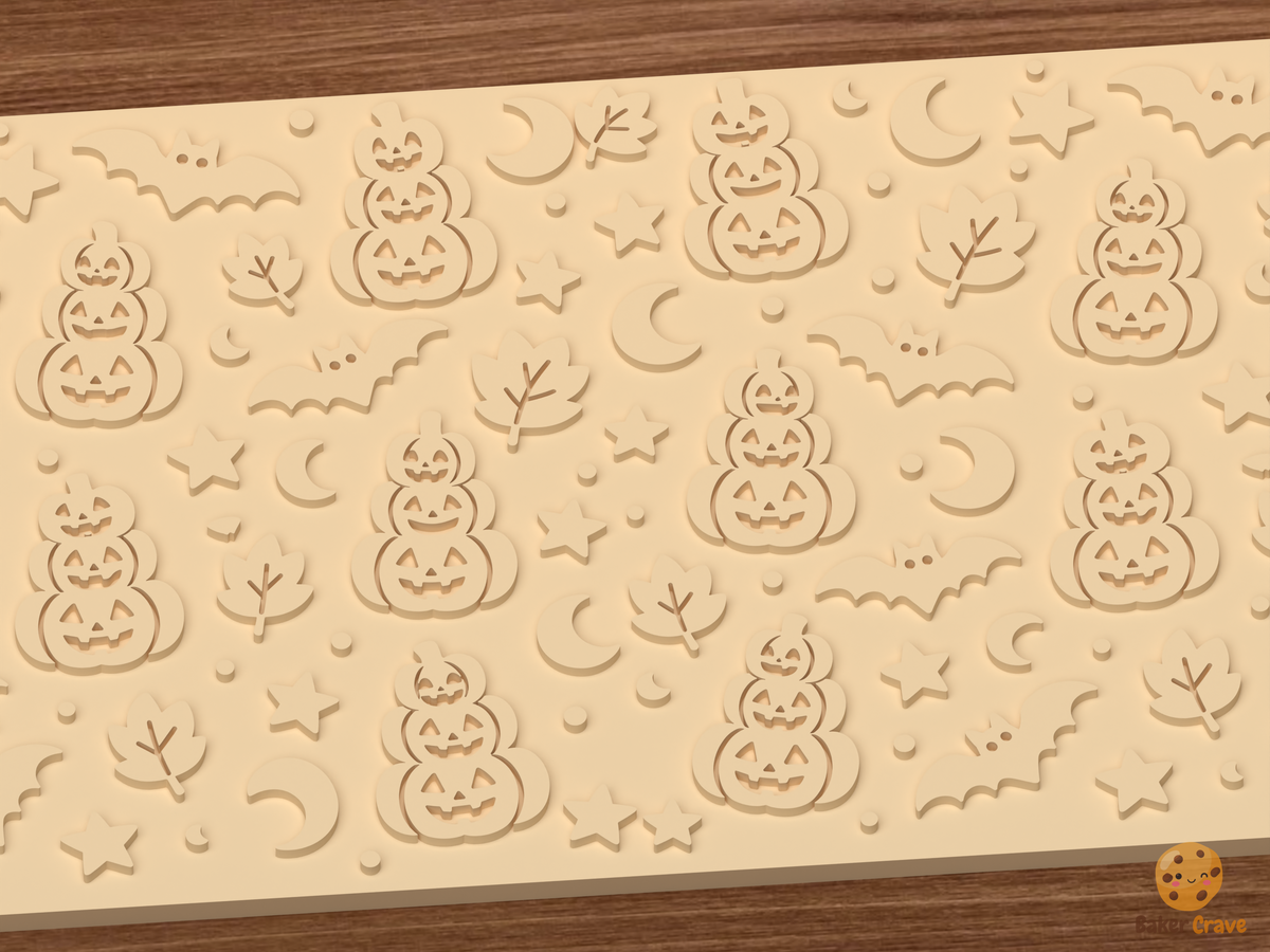 Jack O Lantern Stack Textured Roller STL File - 03 close detail emboss