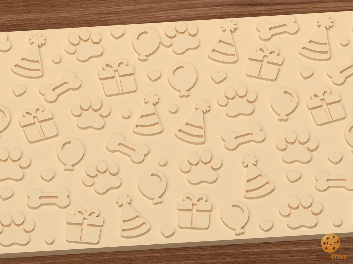 Pet Birthday Textured Roller - 03 close detail emboss