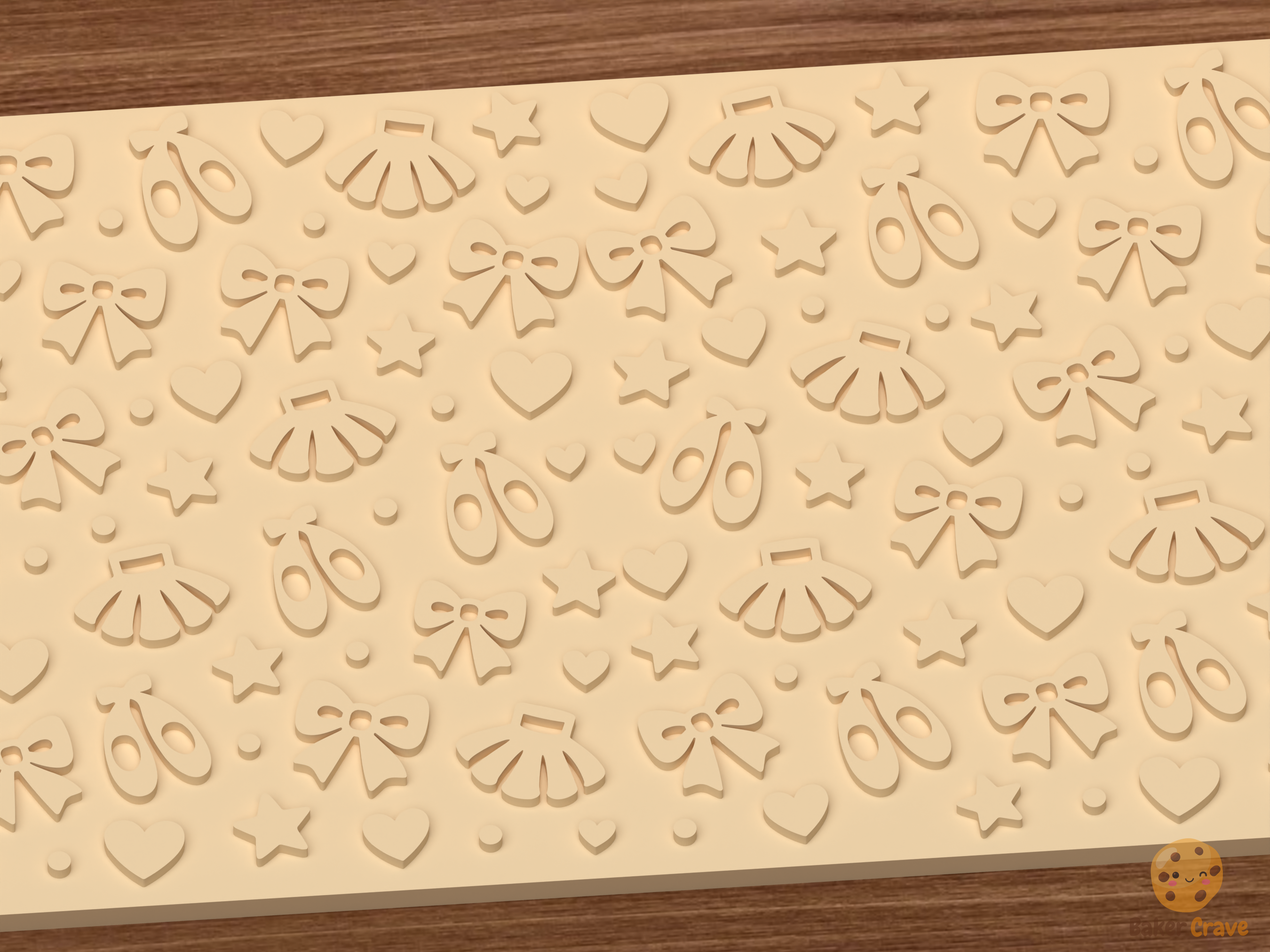 Ballet Dance Textured Roller STL File - 03 close detail emboss