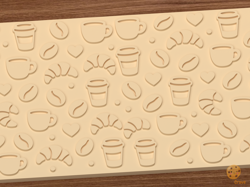 Coffee Shop Pastry Textured Roller STL File - 03 close detail emboss