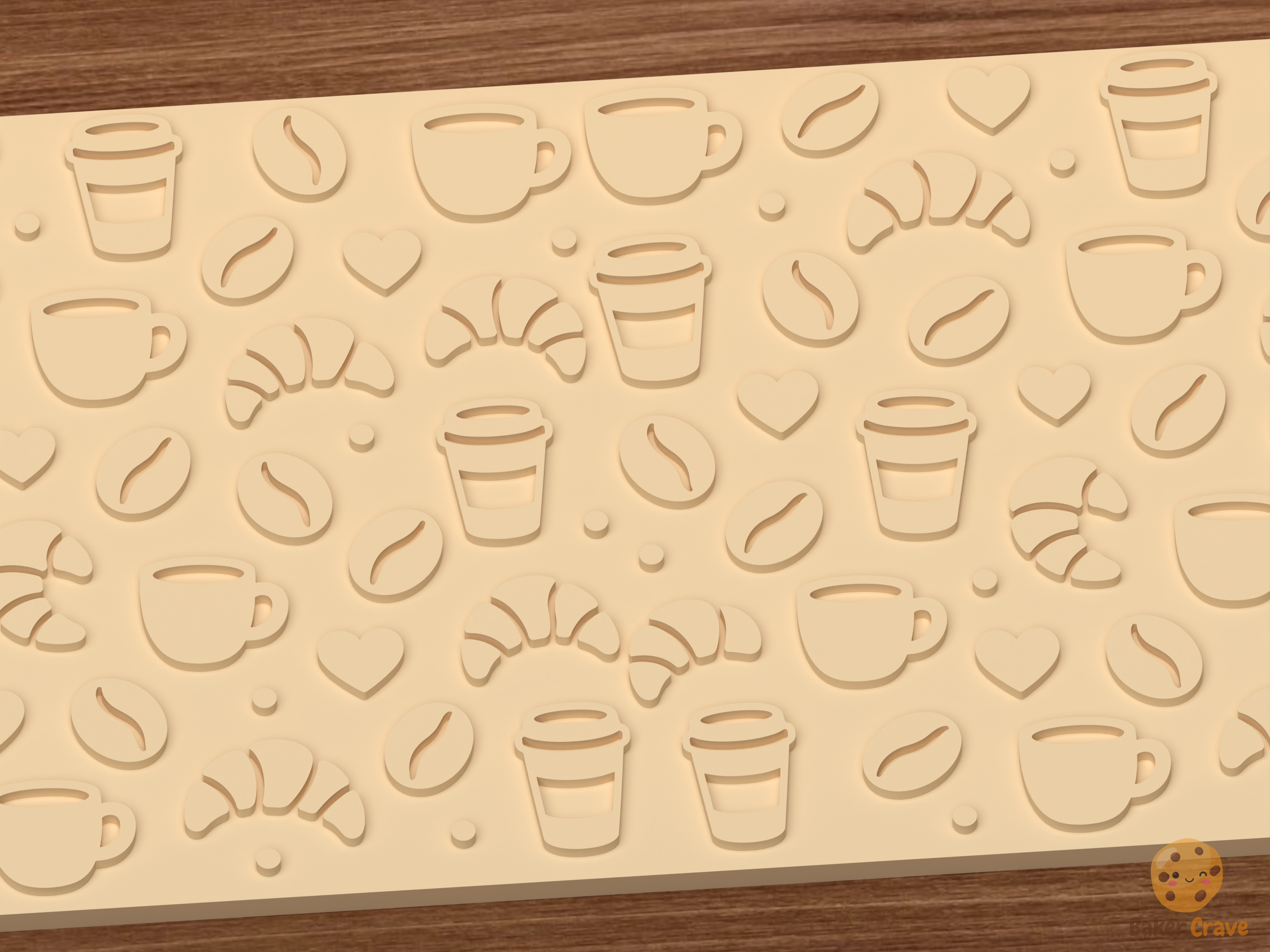Coffee Shop Pastry Textured Roller STL File - 03 close detail emboss
