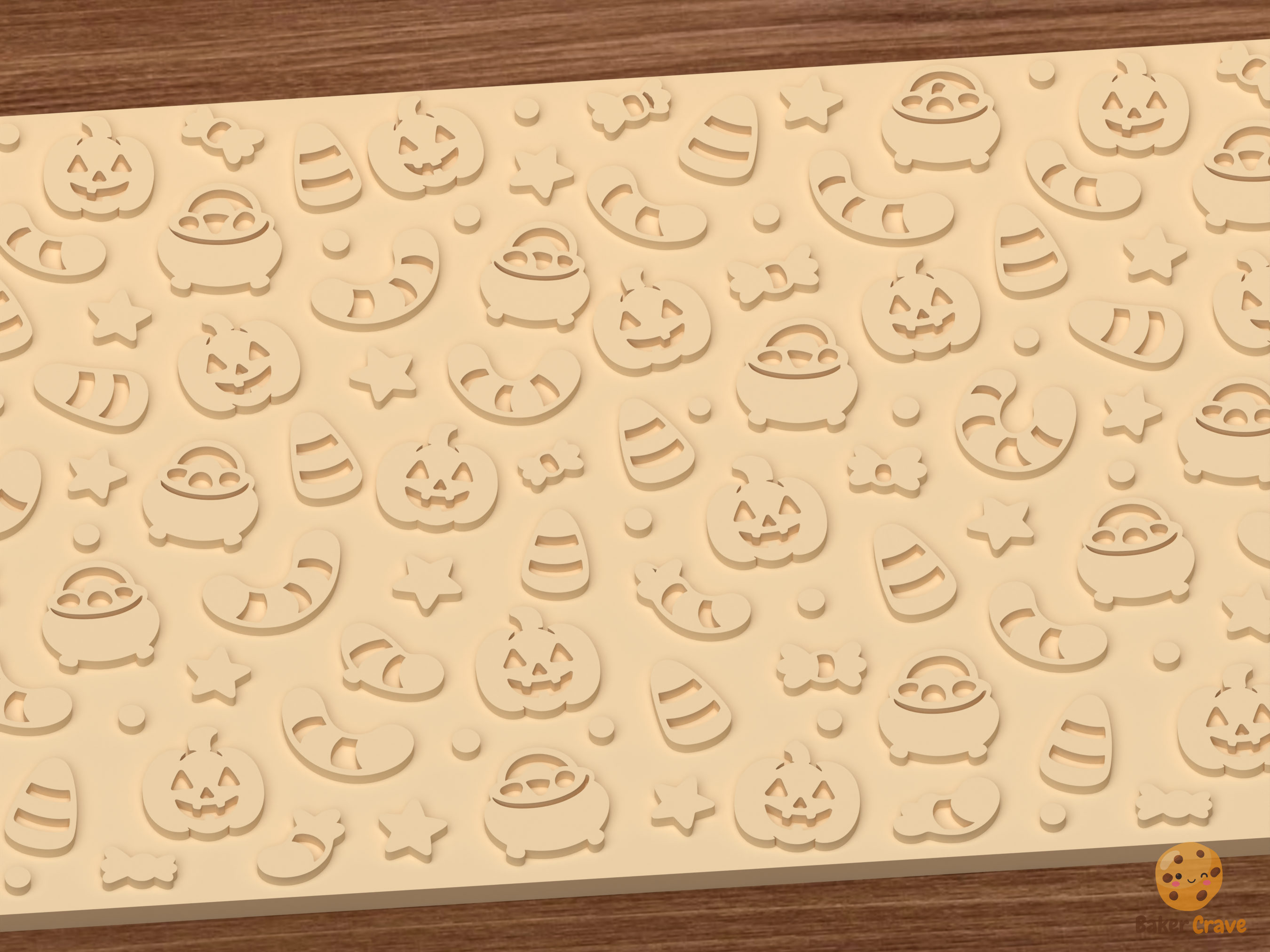 Gummy Worm Fright Textured Roller STL File - 03 close detail emboss
