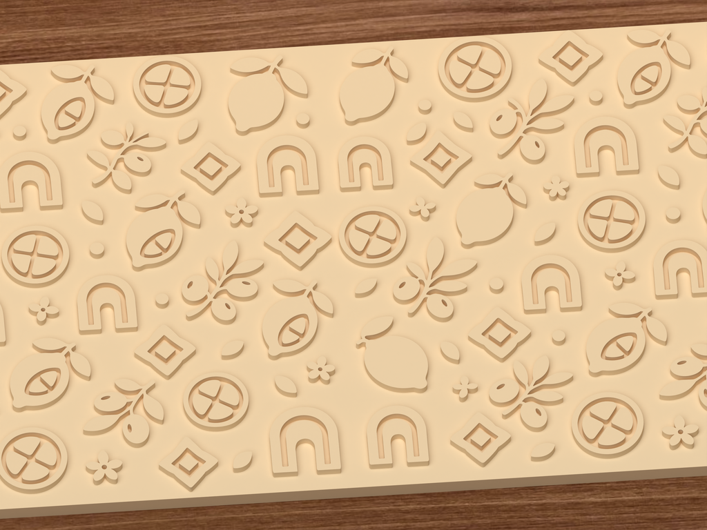 Mediterranean Citrus Textured Roller STL File - 03 close detail emboss