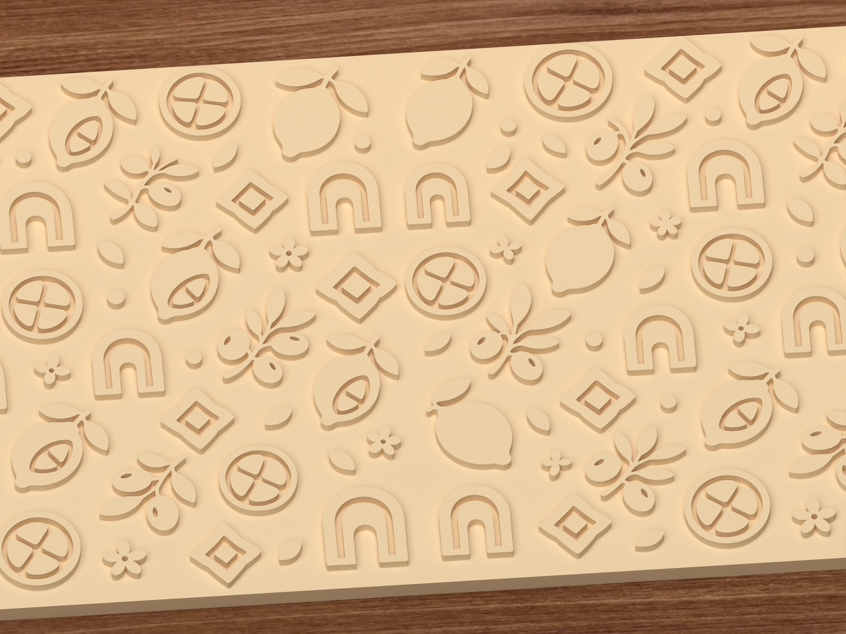 Mediterranean Citrus Textured Roller STL File - 03 close detail emboss