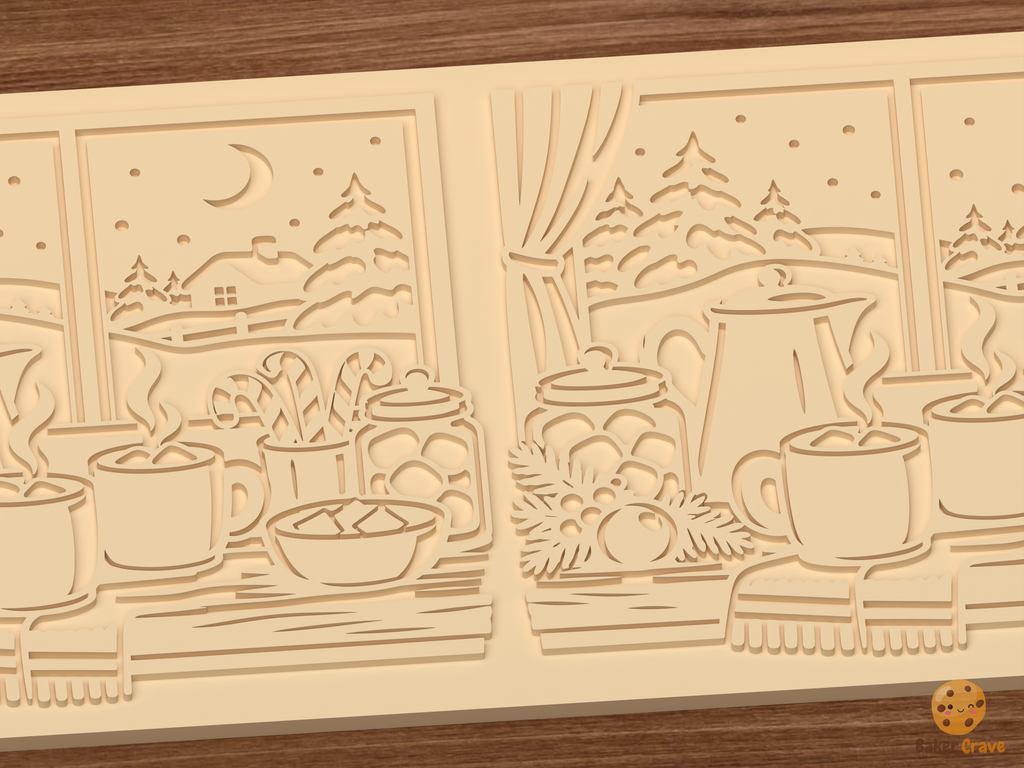 Hot Cocoa Window Bar Textured Roller STL File