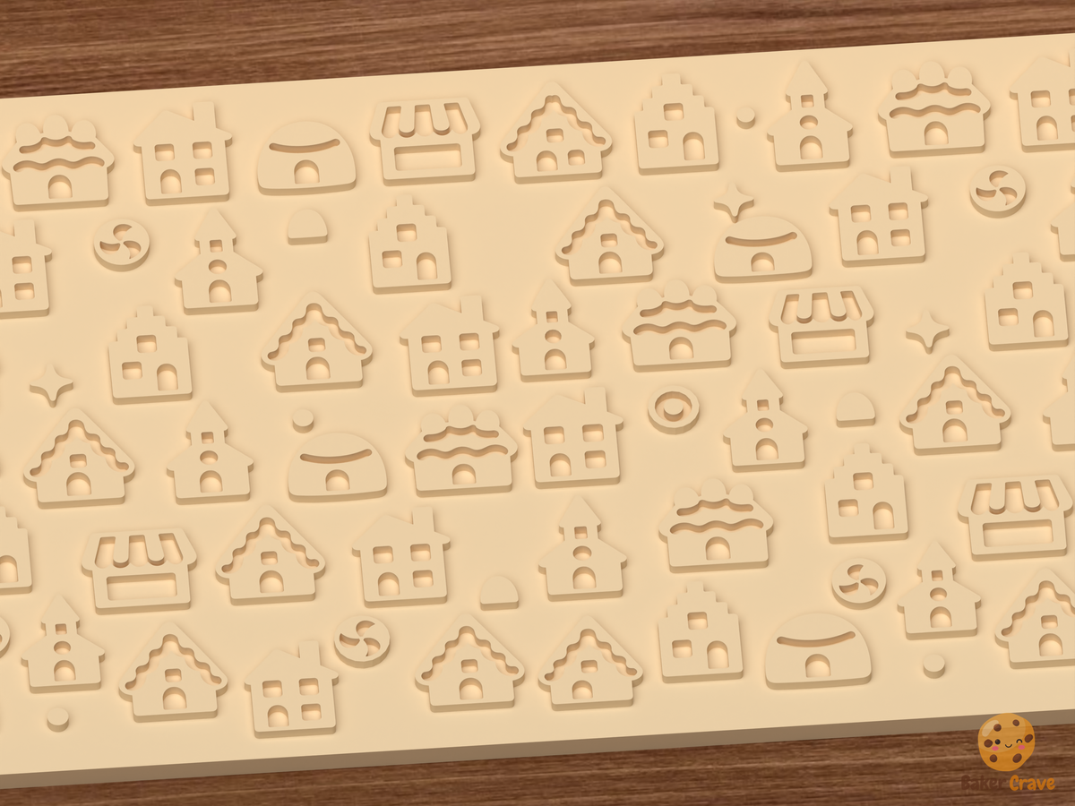 Gingerbread House Village Textured Roller