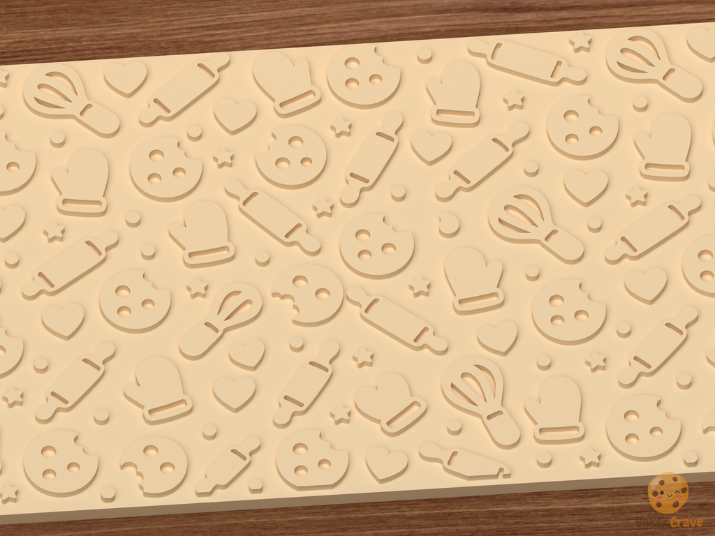 Baking Kitchen Textured Roller STL File - 03 close detail emboss