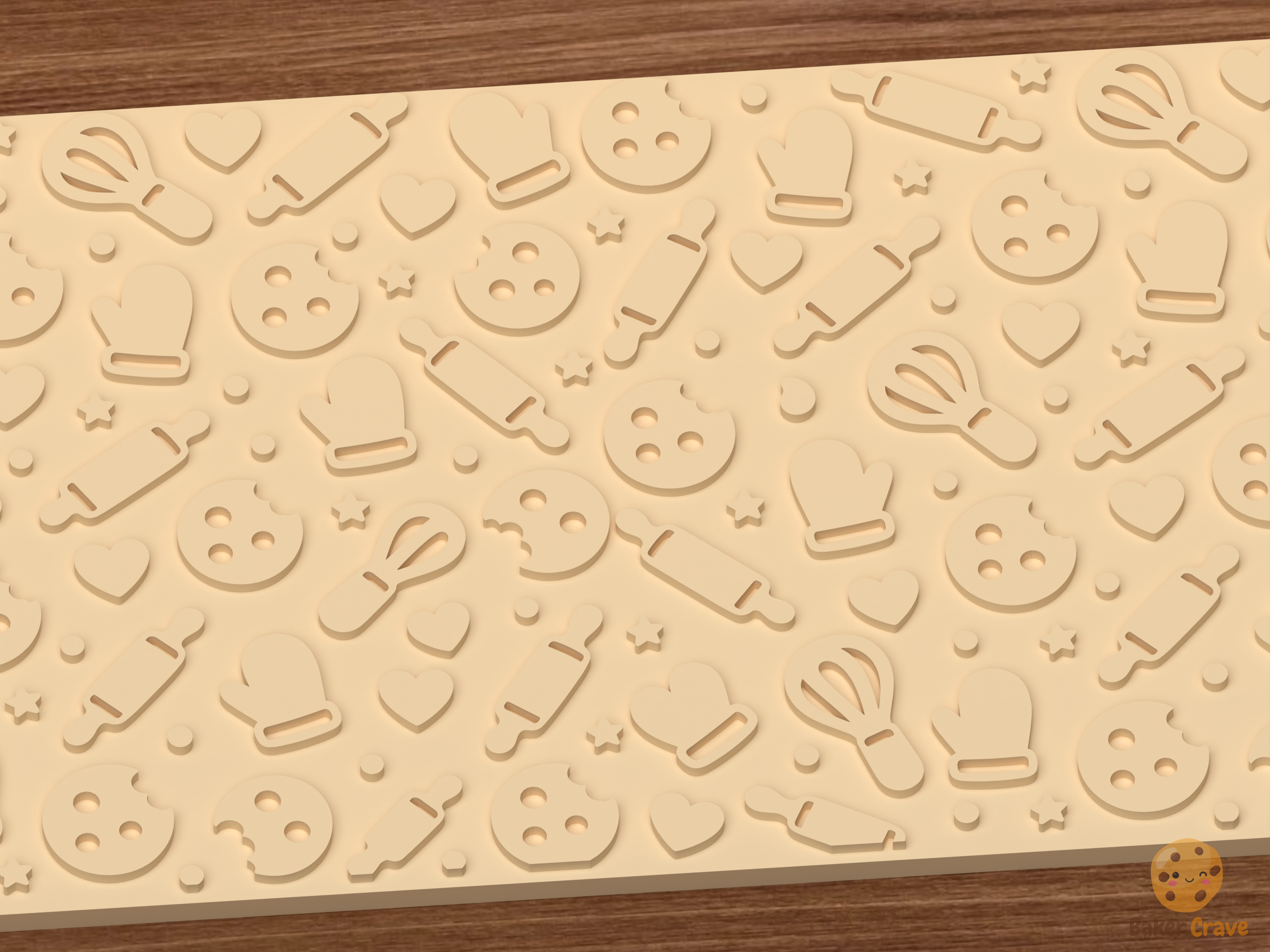 Baking Kitchen Textured Roller STL File - 03 close detail emboss