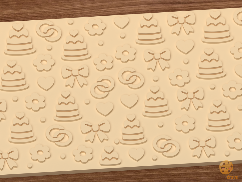 Wedding Cake Romance Textured Roller STL File - 03 close detail emboss
