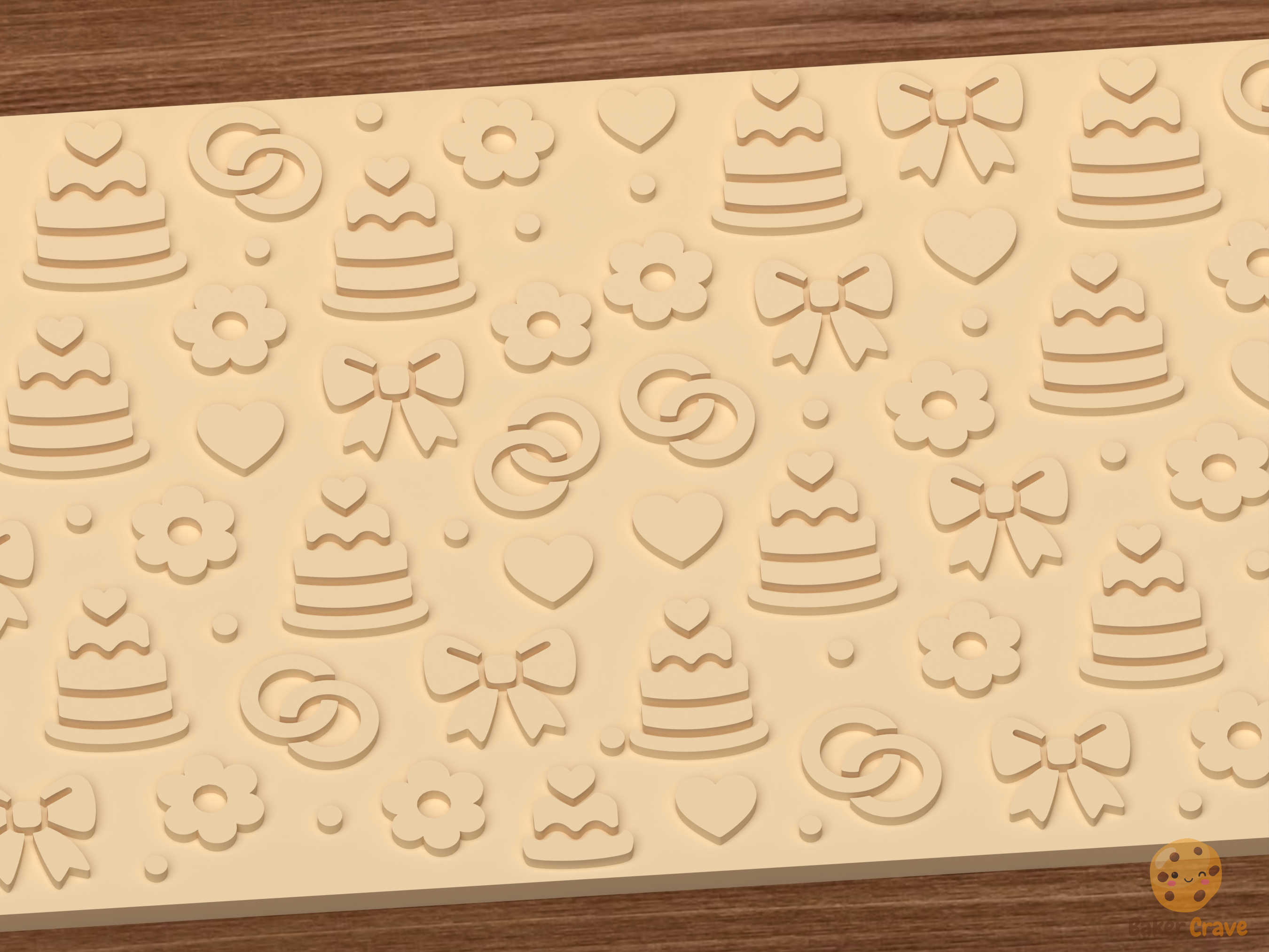 Wedding Cake Romance Textured Roller STL File - 03 close detail emboss