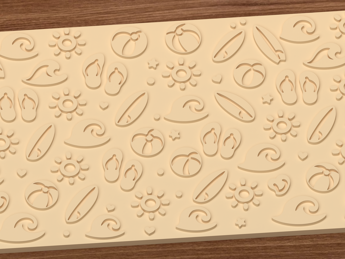 Beach Summer Textured Roller STL File - 03 close detail emboss